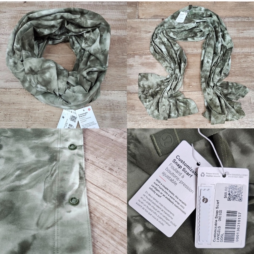 Lululemon Customizable Snap Scarf in Green Tie Dye
